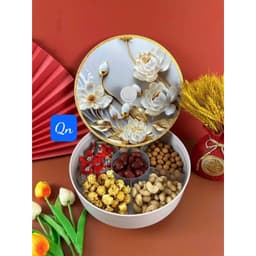 Khay đựng mứt tết, bánh kẹo hoa quả tết hình cánh nơ 1