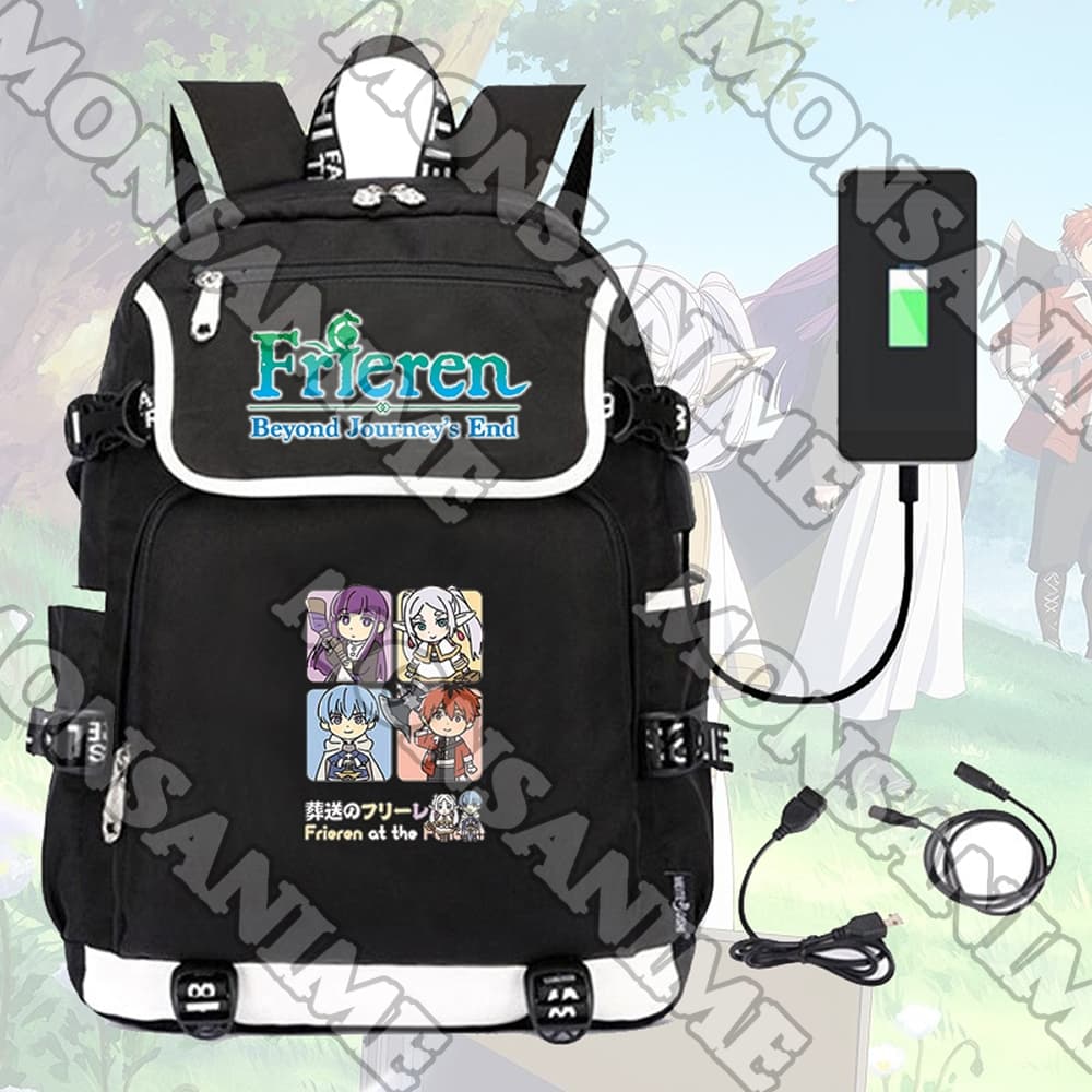 Balo nắp ngang in hình Frieren Beyond Journey`s End ver Bốn Nhân Vật cặp sách nam nữ đi học tiện lợi
