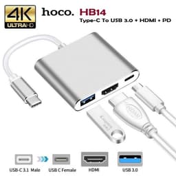 Cáp Chuyển Hoco HB14 Type-C Ra (HDMi + Type-C + Usb 3.0) và Cáp Chuyển HOCO UA16 TYPE-C Ra HDMI 4K 2