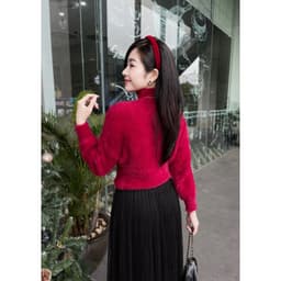 Áo len lông thỏ trơn kiểu dáng xuông chất len thỏ mềm mịn tay bồng siêu xinh Evalover 5