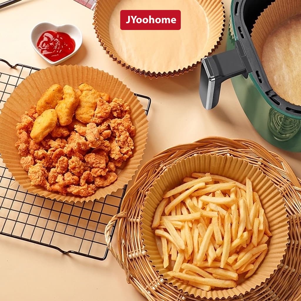 COMBO 50 Miếng Giấy Lót Nồi Chiên Hình Khuôn Bánh Giấy, Nến Thấm Dầu Mỡ Bám Vào Nồi Chiên Không Dầu
