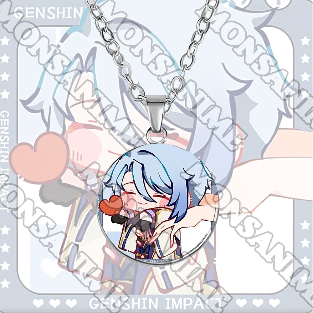 Vòng cổ in hình nhân vật GENSHIN IMPACT ver CẦM TRÁI TIM game anime chibi xinh xắn phụ kiện trang sức