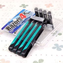 Bộ 4 Cây Dao Cạo Râu Razors. 3 ba lưỡi kép cán nhựa 4in1 an toàn thông minh 7