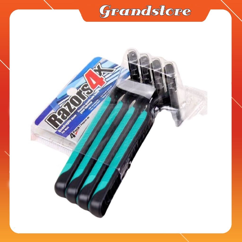 Bộ 4 Cây Dao Cạo Râu Razors. 3 ba lưỡi kép cán nhựa 4in1 an toàn thông minh