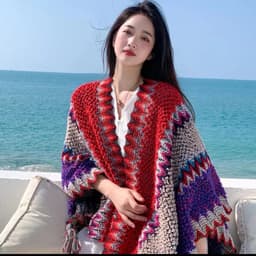 Áo Choàng Kiêm Khăn Choàng Thổ Cẩm Phong Cách Vintage Đi Du Lịch Đà Lạt SaPa Cực Xinh 1