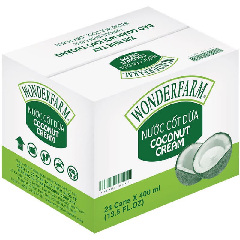 Thùng 24 Lon Nước Cốt Dừa Wonderfarm 400ml _ hàng chính hãng & date mới nhất dacsanvietgiasi