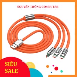 Cáp sạc nhanh 120w 6A  3in1 dây silicone đầu hợp kim kẽm cực bền và chắc chắn new box 1