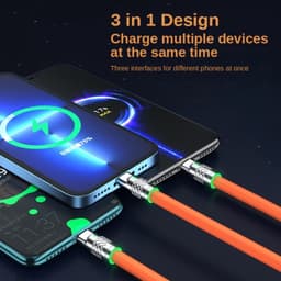 Cáp sạc nhanh 120w 6A  3in1 dây silicone đầu hợp kim kẽm cực bền và chắc chắn new box 2