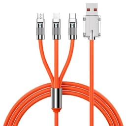 Cáp sạc nhanh 120w 6A  3in1 dây silicone đầu hợp kim kẽm cực bền và chắc chắn new box 3
