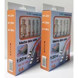 Cáp sạc nhanh 120w 6A  3in1 dây silicone đầu hợp kim kẽm cực bền và chắc chắn new box 5