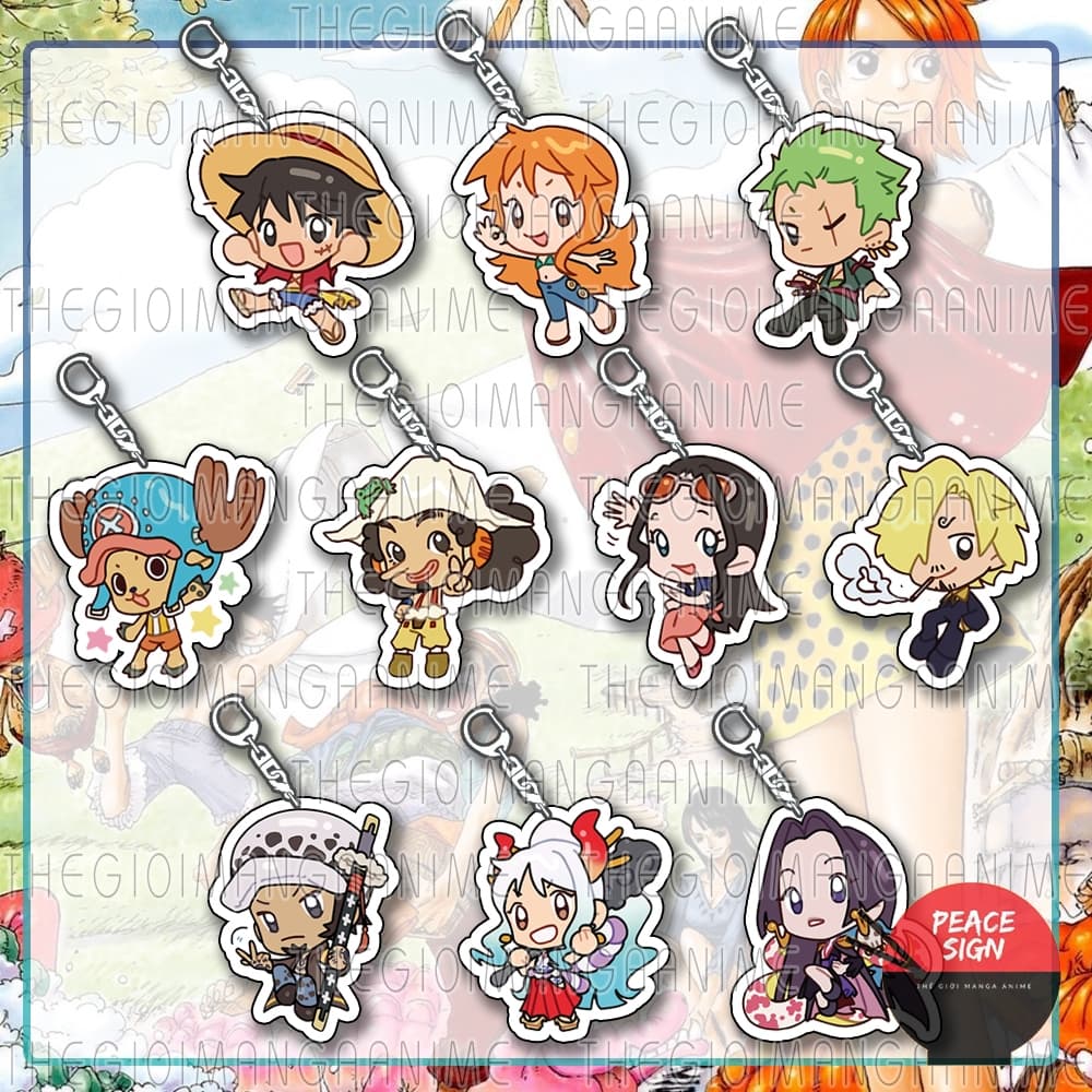 (mua 1 tặng 1) Móc khóa ONE PIECE ver NHẢY Đảo hải tặc mica trong acrylic in hình anime chibi quà tặng độc đáo