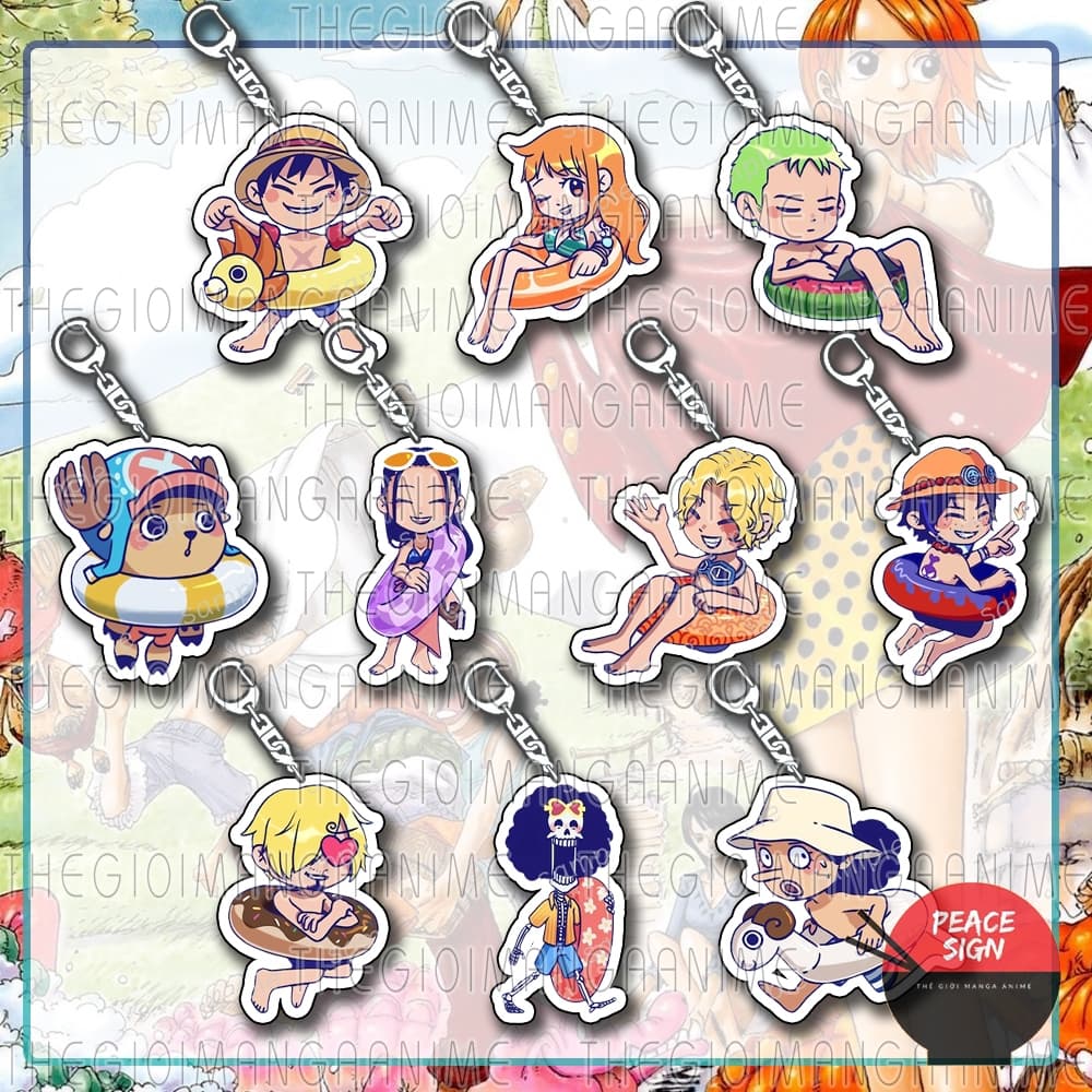 (mua 1 tặng 1) Móc khóa ONE PIECE ver PHAO ĐI BIỂN Đảo hải tặc mica trong acrylic in hình anime chibi quà tặng độc đáo