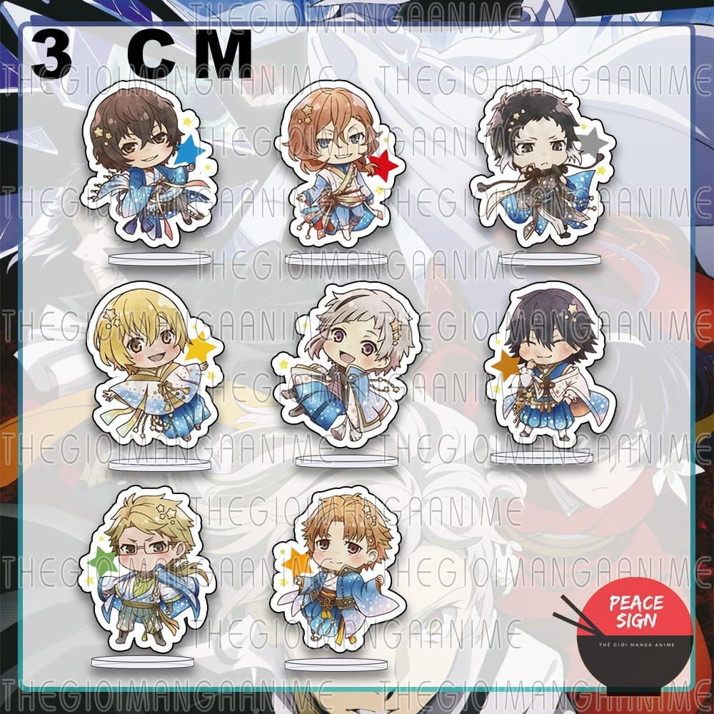 (mua 1 tặng 1) (3cm) Standee BUNGOU STRAY DOGS ver NGÔI SAO mô hình game anime mica trưng bày Văn Hào Lưu Lạc bungo