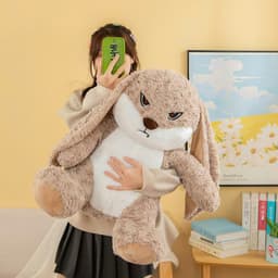 Gấu Bông Thỏ Giận Dỗi Hồng,Xám Thỏ cáu giận, Thỏ hờn dỗi lông xoắn hoa hồng siêu ngộ nghĩnh - MIU GẤU XINH 1