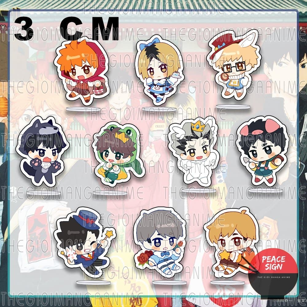 (mua 1 tặng 1) (3cm) Standee mini HAIKYUU!! ver MÁ HỒNG Vua Bóng Chuyền tượng chibi mica acrylic anime trang trí