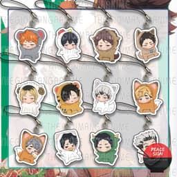 (mua 1 tặng 1) Móc dây treo điện thoại HAIKYUU! ver ÁO THÚ in hình Vua bóng chuyền chibi mica trong acrylic 1