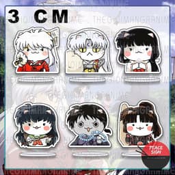 (mua 1 tặng 1) (3cm) Standee mini INUYASHA ver MẶT MÈO Khuyển dạ xoa tượng chibi mica acrylic anime trang trí xinh xắn 1