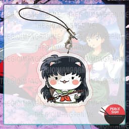 (mua 1 tặng 1) Móc dây treo điện thoại INUYASHA ver MẶT MÈO in hình Khuyển dạ xoa chibi mica móc khóa anime sưu tầm 2