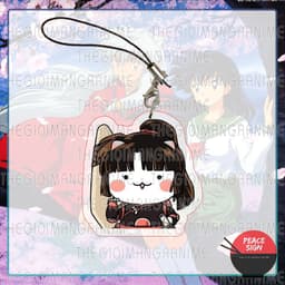 (mua 1 tặng 1) Móc dây treo điện thoại INUYASHA ver MẶT MÈO in hình Khuyển dạ xoa chibi mica móc khóa anime sưu tầm 3