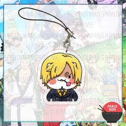 (mua 1 tặng 1) Móc dây treo điện thoại ONE PIECE ver MẶT MÈO in hình Đảo hải tặc anime chibi mica móc khoá 2