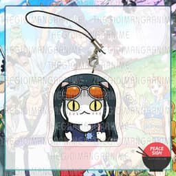 (mua 1 tặng 1) Móc dây treo điện thoại ONE PIECE ver MẶT MÈO in hình Đảo hải tặc anime chibi mica móc khoá 3