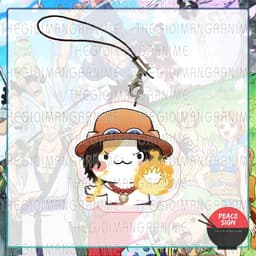 (mua 1 tặng 1) Móc dây treo điện thoại ONE PIECE ver MẶT MÈO in hình Đảo hải tặc anime chibi mica móc khoá 4