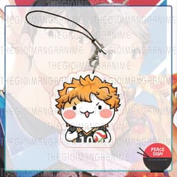 (mua 1 tặng 1) Móc dây treo điện thoại HAIKYUU!! ver MẶT MÈO in hình Vua bóng chuyền chibi mica trong acrylic anime 3