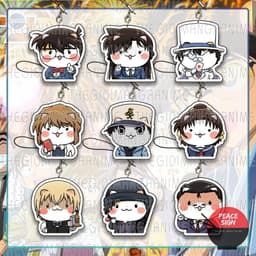 (mua 1 tặng 1) Móc dây treo điện thoại DETECTIVE CONAN ver MẶT MÈO in hình Thám tử lừng danh chibi mica acrylic anime 1