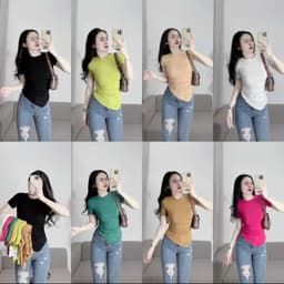[Có Bigsize 45-85kg] Áo Thun Nữ Vạt Xéo Form Ôm Body Áo Kiểu Lệch Tà Co Giãn LIMO MS003 8