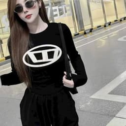 Áo Thun Nữ Tay Dài Bigsize 45-85kg Ôm Body Co Giãn Áo Cổ Tròn In Logo Dáng Đẹp LIMO MS005 3