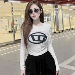 Áo Thun Nữ Tay Dài Bigsize 45-85kg Ôm Body Co Giãn Áo Cổ Tròn In Logo Dáng Đẹp LIMO MS005 7