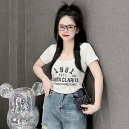 Áo Croptop Nữ Bigsize 45-85kg Form Ôm Body Tay Ngắn Áo Thun Cổ Tròn Co Giãn In Hình LIMO MS001 3