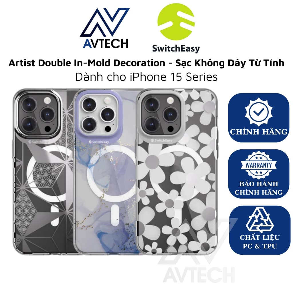 Ốp Lưng Sạc Không Dây SWITCHEASY Artist M iPhone 15 Pro Max / iPhone 15 Pro / iPhone 15 Plus / iPhone 15