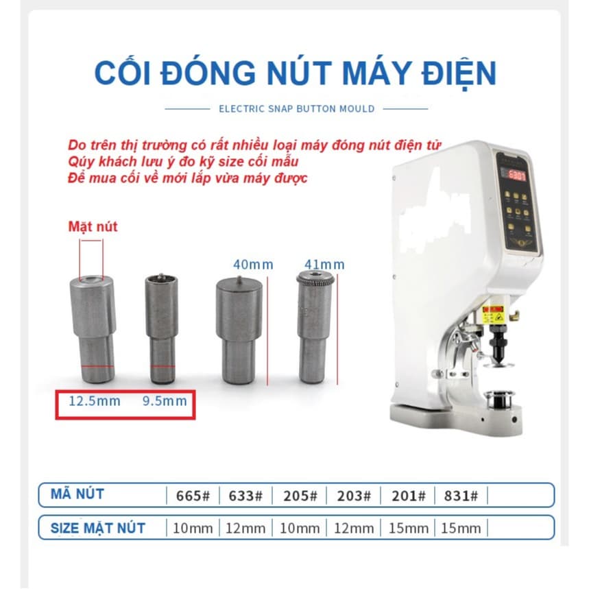 Bộ cối khuôn đóng nút bấm 4 thành phần (nút bóp, nút lò xo, nút chén, cúc chậu) Cối máy dập cúc điện tử