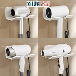 Giá kệ treo để máy sấy tóc KIVA, chất liệu nhôm hàng không, lắp đặt dán tường. 1