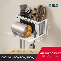 Giá kệ treo để máy sấy tóc KIVA, chất liệu nhôm hàng không, lắp đặt dán tường. 8