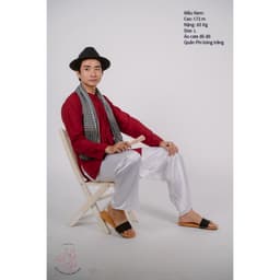 Bộ áo bà ba nam phối áo cate đỏ + Quần phi trắng - Có bộ bà ba Bigsize 7
