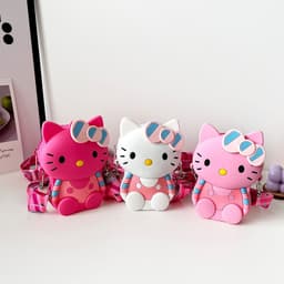[Mới] Túi đeo chéo silicon hình mèo hello kitty thời trang làm quà tặng giáng sinh cho bé gái 5