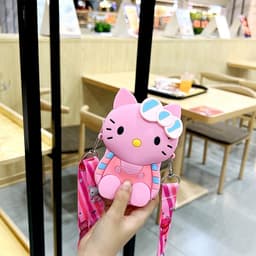 [Mới] Túi đeo chéo silicon hình mèo hello kitty thời trang làm quà tặng giáng sinh cho bé gái 9