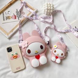[Lớn, vừa điện thoại] Túi tỏi đeo chéo silicon hình my melody làm quà tặng bạn gái đựng điện thoại 5