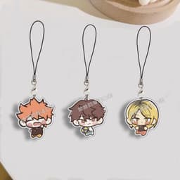 (mua 1 tặng 1) Móc dây treo điện thoại HAIKYUU! ver MÁ ĐỎ in hình chibi mica trong acrylic móc khóa anime bóng chuyền 1