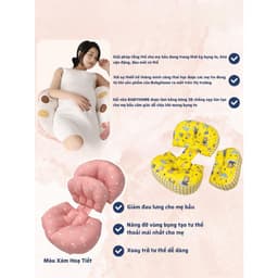 Gối bà bầu cánh tiên kèm gối phụ kê đỡ bụng, tựa lưng cho mẹ bầu gối bầu cánh tiên sợi catton bông 3D chống lụt xún 6