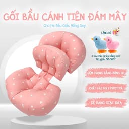 Gối bà bầu cánh tiên kèm gối phụ kê đỡ bụng, tựa lưng cho mẹ bầu gối bầu cánh tiên sợi catton bông 3D chống lụt xún 8