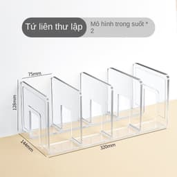 #Giá sách trong suốt để bàn - Kệ chia 4 ngăn lưu trữ sách để bàn dày dặn AT181 2