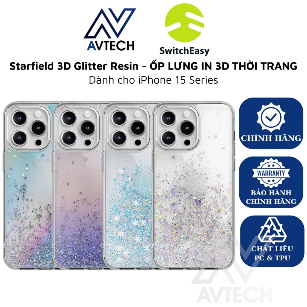Ốp Lưng SwitchEasy Starfield 3D Glitter Resin iPhone 15 Pro Max / 15 Pro / 15 Plus / 15 - HÀNG CHÍNH HÃNG