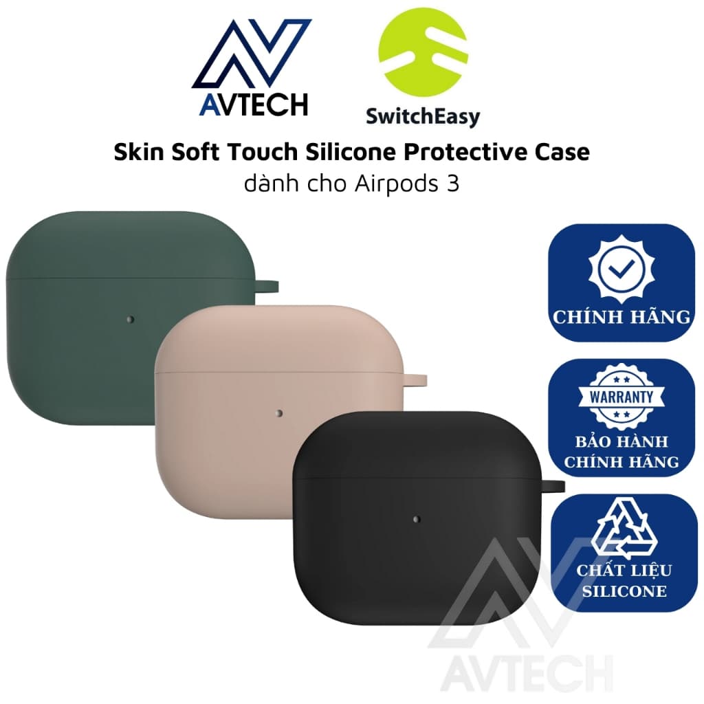 Ốp Lưng Case SwitchEasy Silicone Dành Cho Airpods 3, Skin Soft Touch Silicone, Silicone Lỏng, Bảo Vệ 360, Chống Trầy