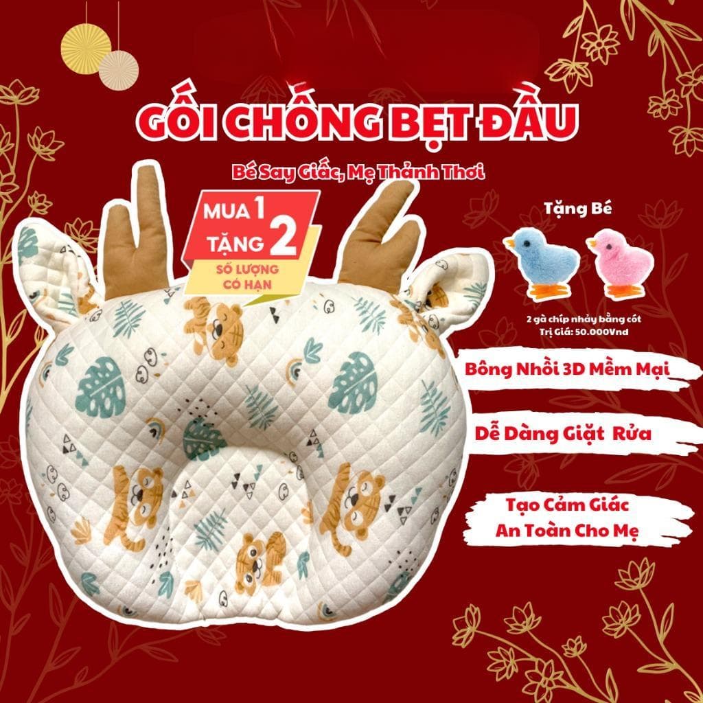 Gối cho bé gối chống bẹp đầu cố định hình cổ cho bé có thoáng khí, gối em bé định hình đầu kháng khuẩn MIU BEDDING 2024