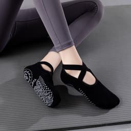 Tất - Vớ Tập Yoga ,barre , pilates gắn hạt silicon Massage chống trơn trượt quai chéo kín ngón (Giá 1 đôi ) 2
