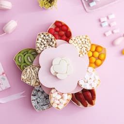 Khay Mứt Tết 2 Tầng 10 Cánh Xoay, Hộp Đựng Mứt Tết Bánh Kẹo MÃ HM2 9