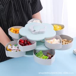 Khay Mứt Tết 2 Tầng 10 Cánh Xoay, Hộp Đựng Mứt Tết Bánh Kẹo MÃ HM2 4